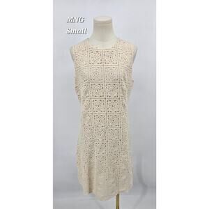 Mango Boho Minimalist Crochet Cotton Dress